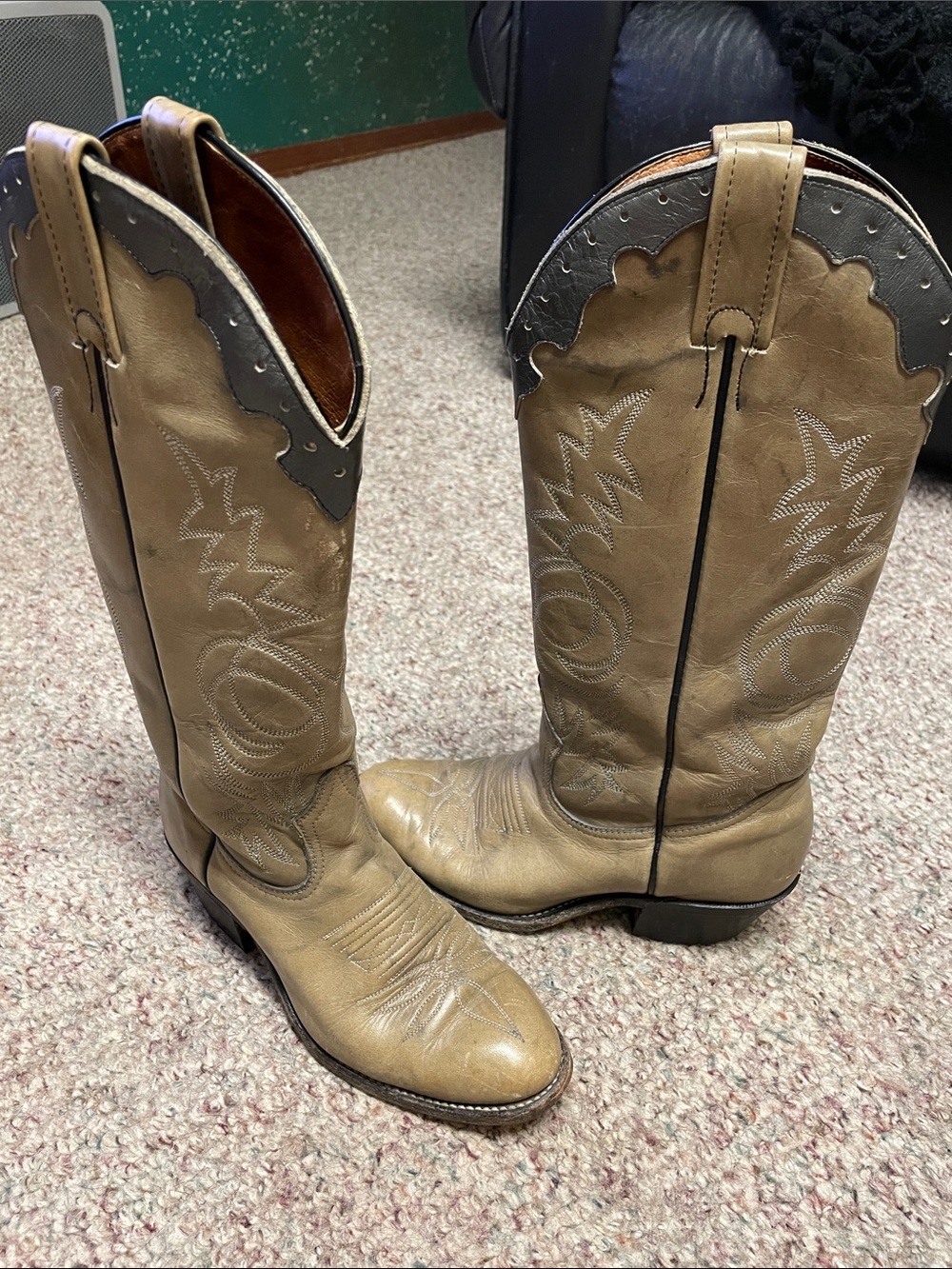 Vintage Boulet Leather Western higher Cowboy Boots - Women